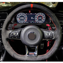 Diy Steering Wheel Cover Black Leather For Volkswagen vw Golf mk7 Gti R ... - £27.89 GBP+