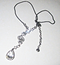 Liz Claiborne Crystal Rhinestone Lavalier Necklace Signed  - £4.79 GBP