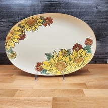 Brandywine Sunflower Serving Plate Embossed Floral Oval Platter by Blue ... - $28.49