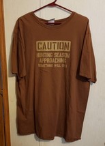 Caution Hunting Season Men&#39;s XL Brown Further Out Short Sleeve T-Shirt - £9.37 GBP