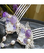 Amethyst Hair Comb | Handcrafted Traditional Hair Clip Comb Retro Style - $39.00