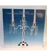 Vintage New in Box Godinger Silverplate 3 Arm Candelabrum with Crystal D... - $48.11
