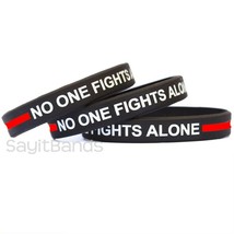 No One Fights Alone Wristband with Thin RED Line - Wholesale Bracelet Design - £3.94 GBP+