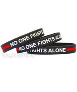 No One Fights Alone Wristband with Thin RED Line - Wholesale Bracelet De... - £3.96 GBP+