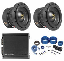 (2) Rockville W65K9D4 6.5" Car Audio Subwoofers+Kicker Mono Amplifier+Amp Kit - £375.22 GBP