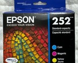 Epson 252 Cyan Magenta Yellow Ink Set T252520 Exp 2027 OEM Sealed Retail... - $34.98