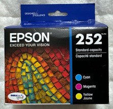 Epson 252 Cyan Magenta Yellow Ink Set T252520 Exp 2027 OEM Sealed Retail... - £27.39 GBP