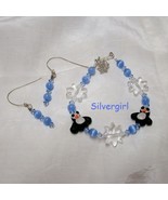 Glass Fiber Optic Crystal Penguin Snowflake Boutique Bracelet Earring Set - £15.71 GBP