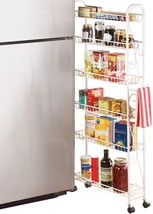 Collections Etc Slim Rolling Pantry 6-Tier Shelf, White Metal With Elegant, 6&quot; - £56.74 GBP