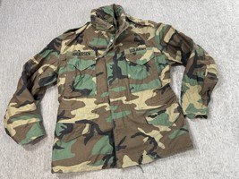 Vintage US Army M65 Cold Weather Field Coat Jacket Medium Short Woodland... - $49.49