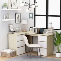  Corner Desk White and Sonoma Oak Engineered wood - $4,195.13 MXN