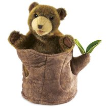 Folkmanis Bear in Tree Stump Hand Puppet, Brown - £38.28 GBP