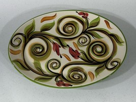 Gail Pittman Honeysuckle 13” Serving Platter Hand Painted Vintage 2000 Green - $29.67