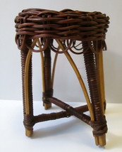 Vintage Wicker Rattan Small Round Table Barbie Size Furniture from 1980s  - $13.00