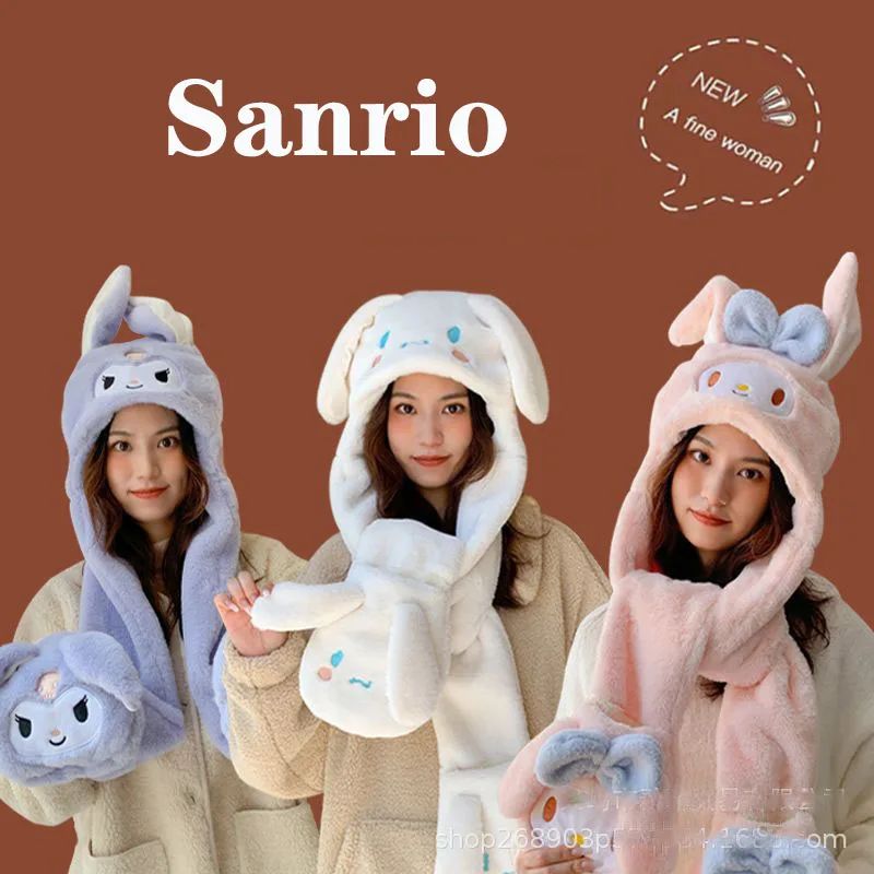 Kawaii Y2K Cinnamoroll My Melody Kuromi Sanrio Warm Cute Anime New Hat Scarf - £20.10 GBP