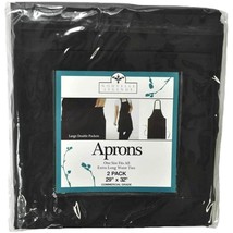 Black Aprons 2-Pack Large Double Pockets One-Size Commercial Grade 29 x ... - £20.16 GBP