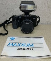 Minolta maxxum 3000i 35mm film camera with 35-80m With Bag Tested works! - $1,156.38 MXN