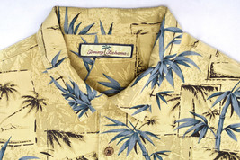 Tommy Bahama Yellow Bamboo Palm Tree Print Hawaiian Camp Button Shirt Me... - £29.58 GBP