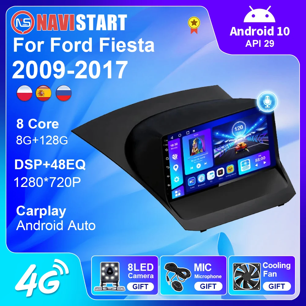 NAVISTART Car Radio for Ford Fiesta 2009-2017 Android 10.0 2 Din  Multim... - £148.40 GBP+