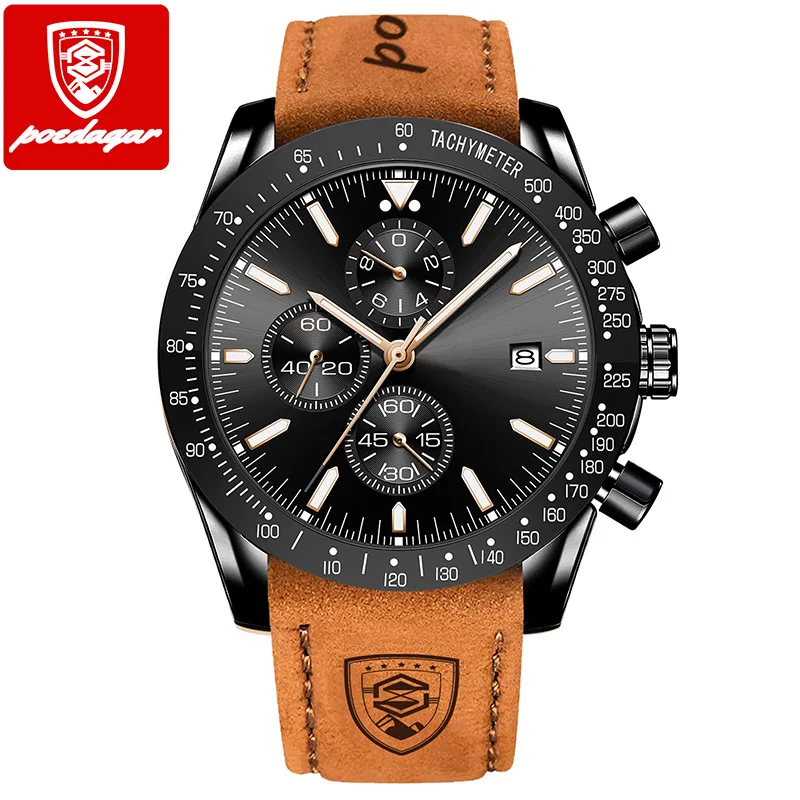 Watch POEDAGAR    For Men Waterproof  Multifunction StopWatch Watch Man Cool Gif - £47.50 GBP