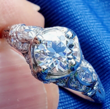 Earth mined Diamond European cut Deco Engagement Ring 2 carat Platinum Solitaire - $12,326.25