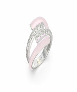 Light Pink Ceramic &amp; Lab Grown Diamond Wrap Ring in Sterling Silver - Si... - $9,225.53 MXN