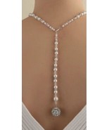 Luxury Backdrop Pearl necklace - cubic zirconia ball- perfect bridal jew... - £30.16 GBP