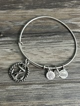 Alex And Ani Silver Tone Openwork Oxidized Anchor Charm Expandable Wire Bracelet - $14.96