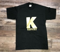 Vintage Center Cut Kentucky Size Large Black with Gold Single Stitch T Shirt - $13.97