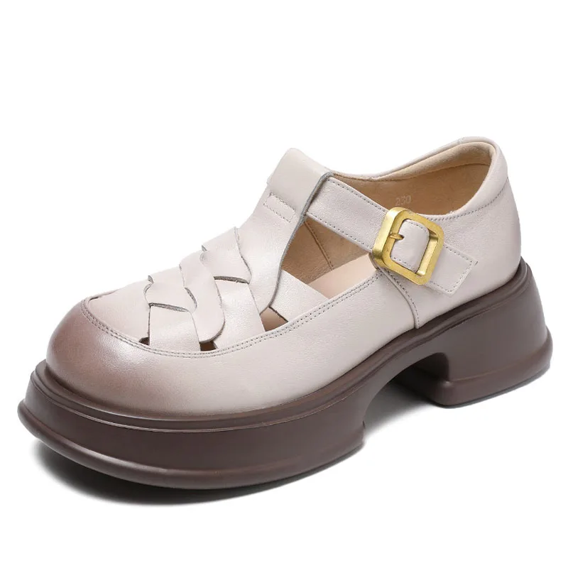Fashion Women Shoes Summer Shallow Loafers Women Real Cow Leather Weave Hollow O - £75.13 GBP