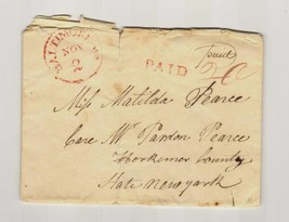 1811 Antique Stampless Ltr Balto Md Capt PEARCE/pierce Lisbon Peninsula War Ny - £174.21 GBP