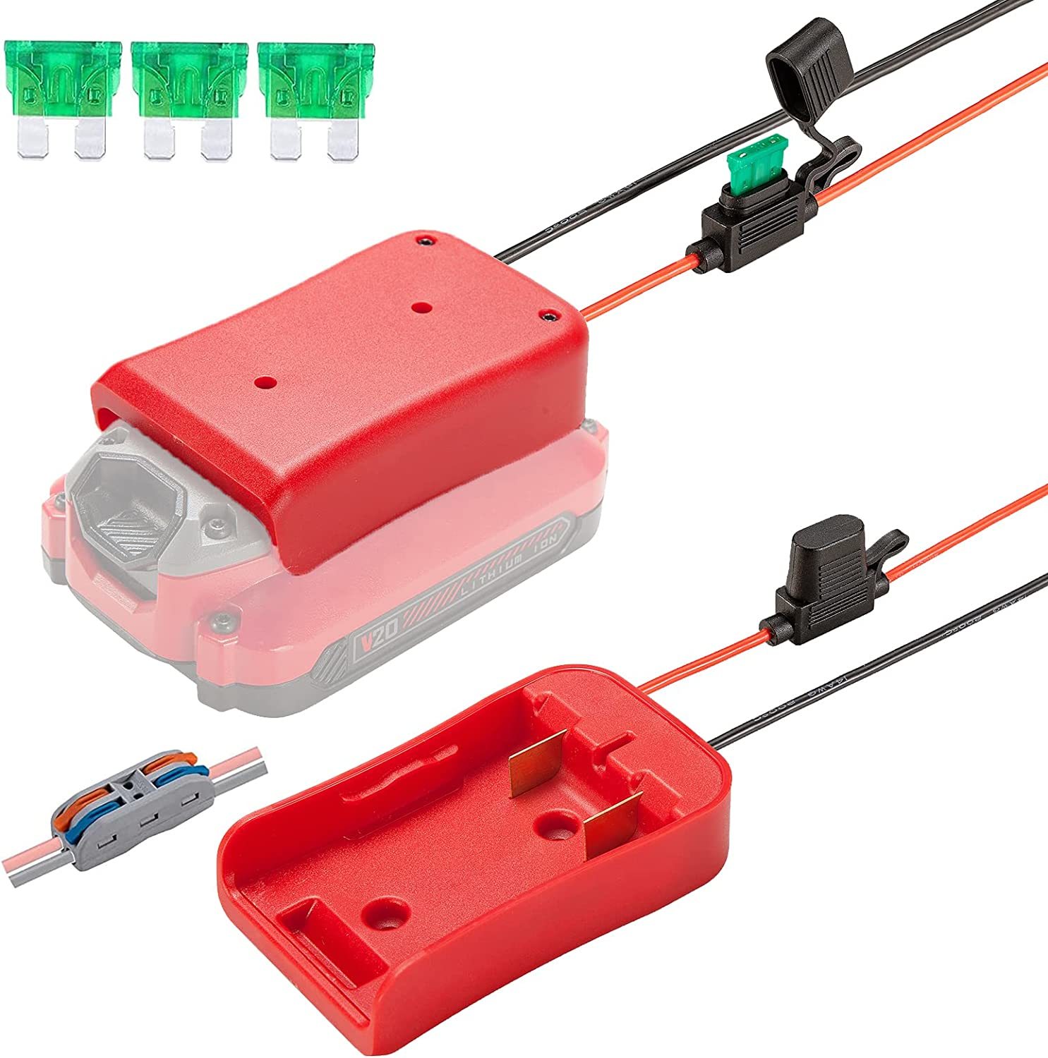 Power Wheel Adapter For V20 Craftsman 20V Battery With Fuse & Wire Terminals, - $31.99