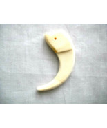 CARVED OFF WHITE BUFFALO BONE 3+&quot; BEAR CLAW SHAPED PENDANT ADJ CORD NECK... - £10.38 GBP