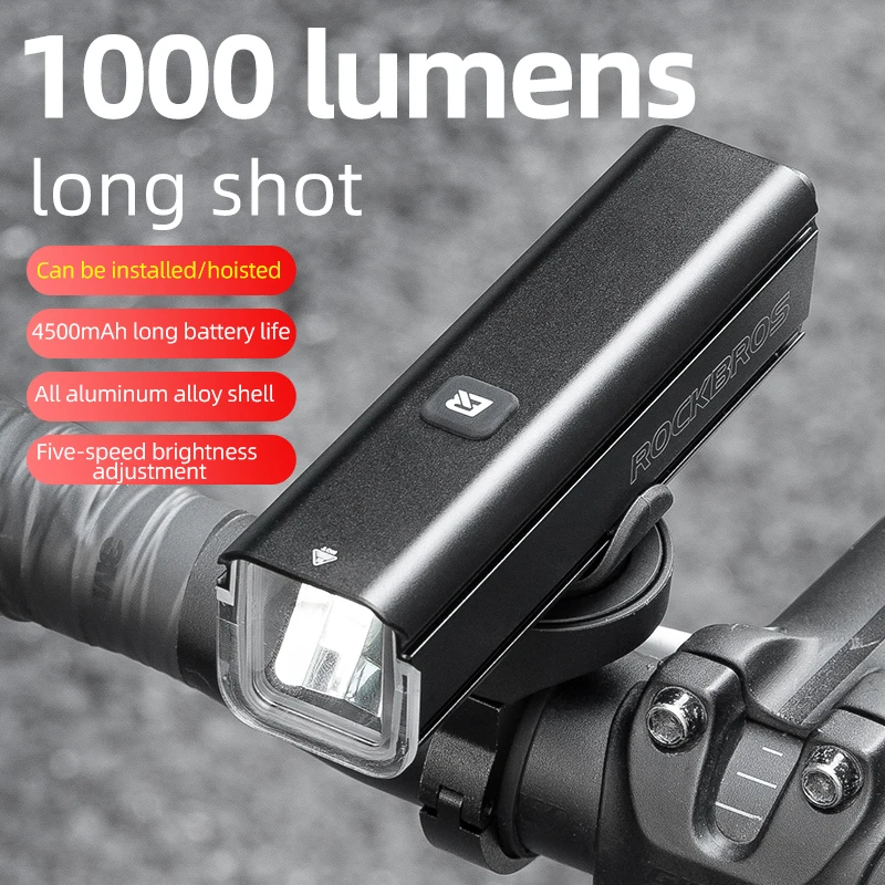 Sporting ROCKBROS 1000Lumen Bicycle Headlight 4800mAh Bike Light Front Power Ban - £64.79 GBP