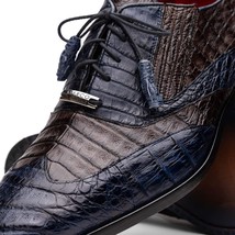 Luciano Two Tone Wingtip Dress Derby's Shoes Caiman Leather Navy / Brown image 3