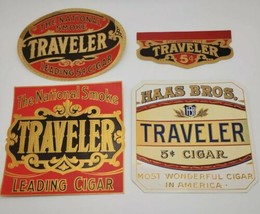 Vintage Lot of 4 Traveler National Smoke Leading Cigar Haas Bros. Labels... - $24.55