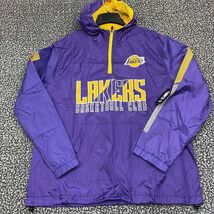 Los Angeles LA Lakers Windbreaker Jacket Men Large Purple NBA 1/4 Zip New - $54.28 CAD