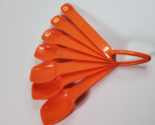 Tupperware Measuring Spoons Orange on Ring set of 7 Vintage - $14.80