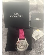 Coach Signature Boyfriend Women Fuschia Pink Silicone Strap Watch 145020... - $107.91