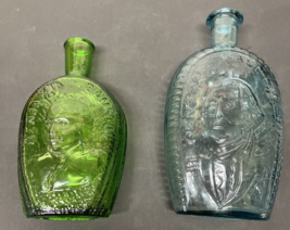 Lot Vintage Wheaton Embossed General Washington &amp; Benjamin Franklin Glass Bottle - £11.69 GBP