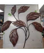 Metal Brown Dotted Leaves Wall Hanging Thick Heavy Forest 1970s Large Ha... - £18.11 GBP