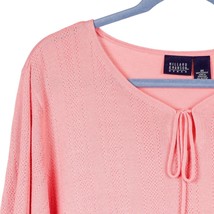 Hillard &amp; Hanson Womens Sweater 2X Pink Knit 3/4 Sleeve Keyhole Tie Acrylic - £15.96 GBP