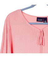 Hillard &amp; Hanson Womens Sweater 2X Pink Knit 3/4 Sleeve Keyhole Tie Acrylic - £15.75 GBP