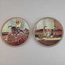 Cat Plate Set 2 Edwin Knowle Christine Wilson Pussy Footing Around Pair Lot Vtg - £9.53 GBP