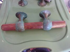 RARE vintage EXLARGE 13.5" TEAK AND BRONZE YACHT CLEAT(1)with hardware B... - $617.76