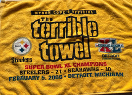 Myron Cope&#39;s Pittsburgh Steelers Official Terrible Towel 2006 Super Bowl XL 40 - £9.57 GBP