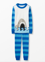 NWT HANNA ANDERSSON Big Smile Shark Long John Pajamas Blue Cotton 6-12 mo - £20.66 GBP
