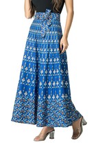 Cotton Women&#39;s Casual/Comfort Printed Wrap Around Skirt Blue 1 Pcs - £22.41 GBP