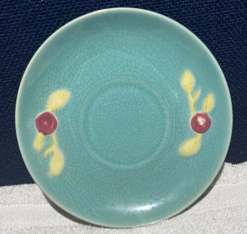 Vintage Coors Pottery Rosebud Green Saucer For Flat Cup - $4.95