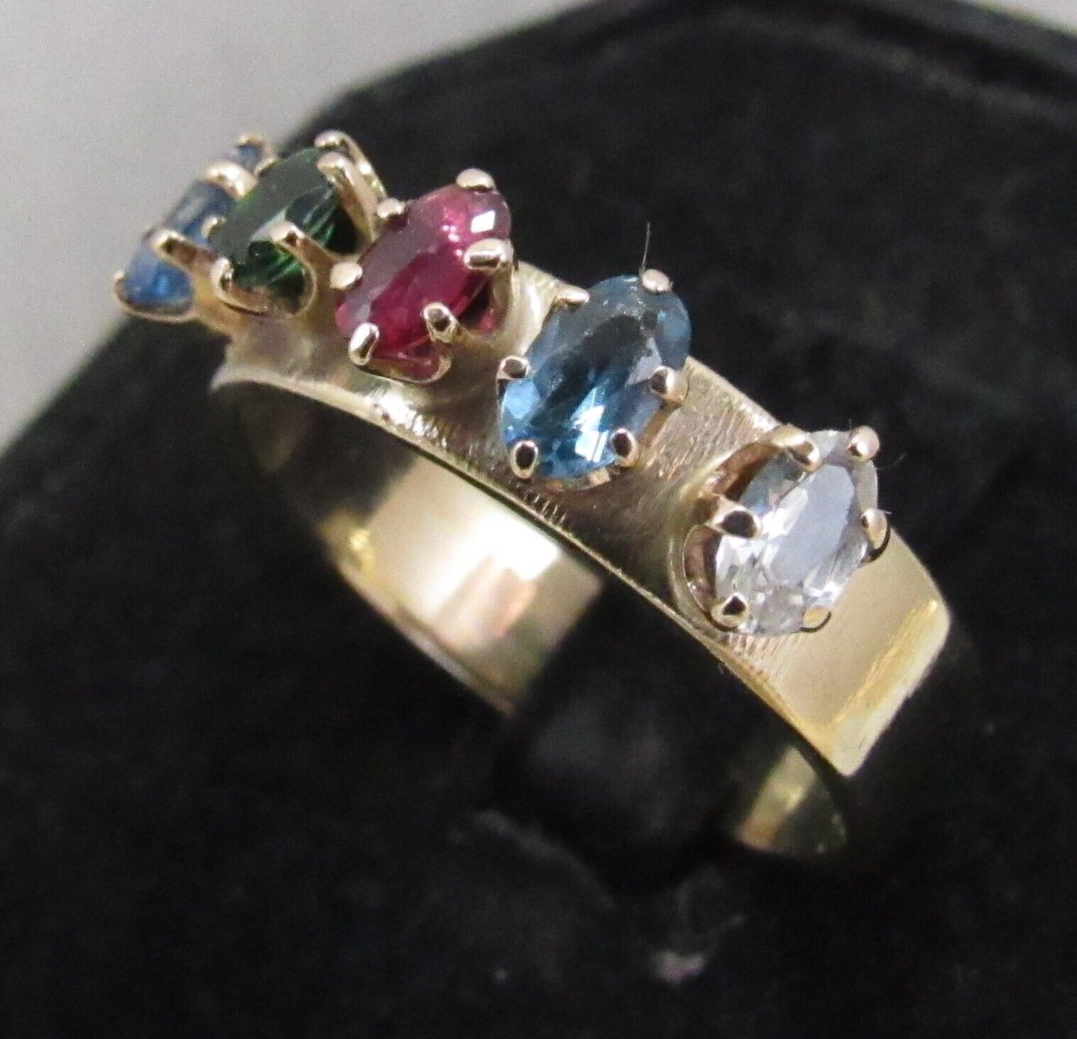 14k Yellow Gold Mother's Sz 8.75 Ring 4mm Band 5 Birthstone .50ct Custom Made 5g Item image 8
